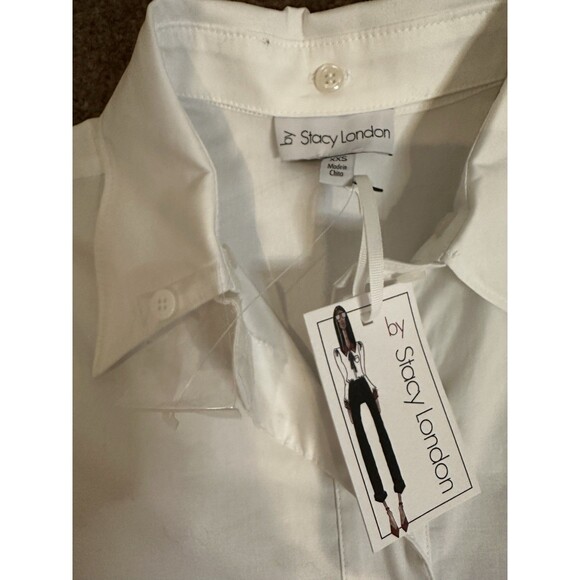 by Stacy London Women's Top Sz XXS Core Poplin Button-Front White A662035 - Picture 4 of 11